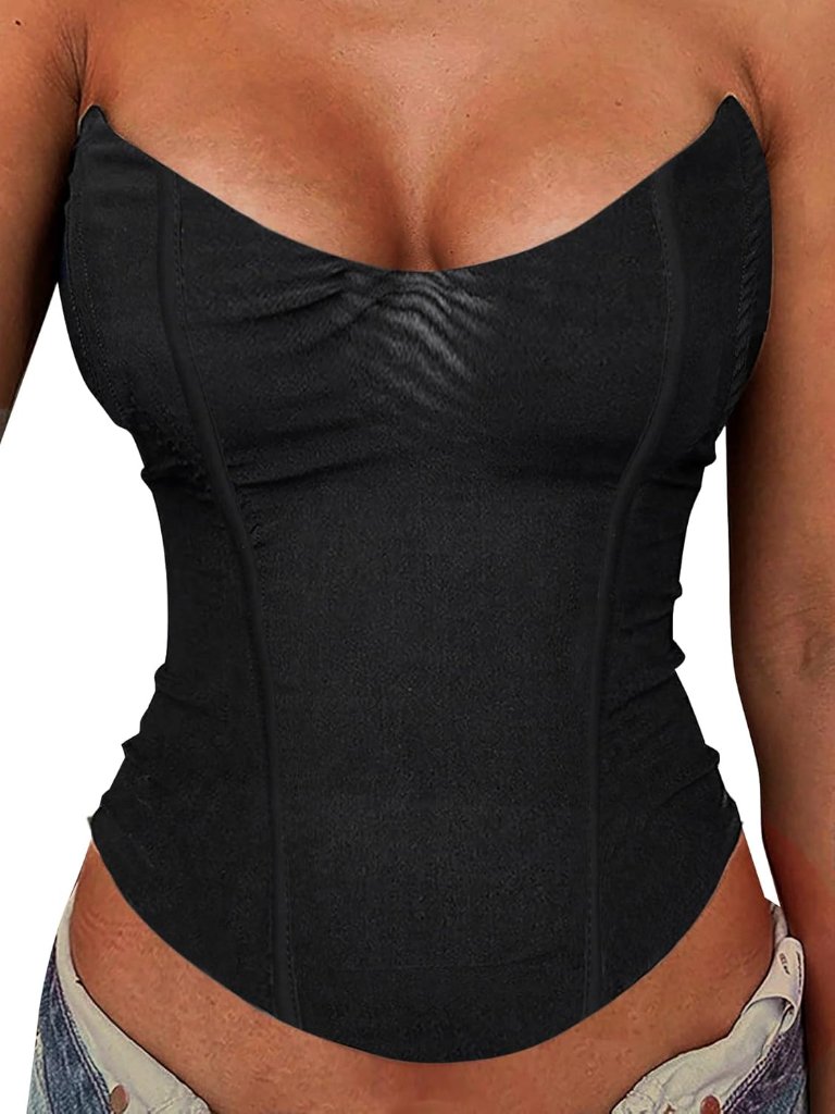 Mesh Corset Top For Women Sexy Strapless Bustier Tops Party Club